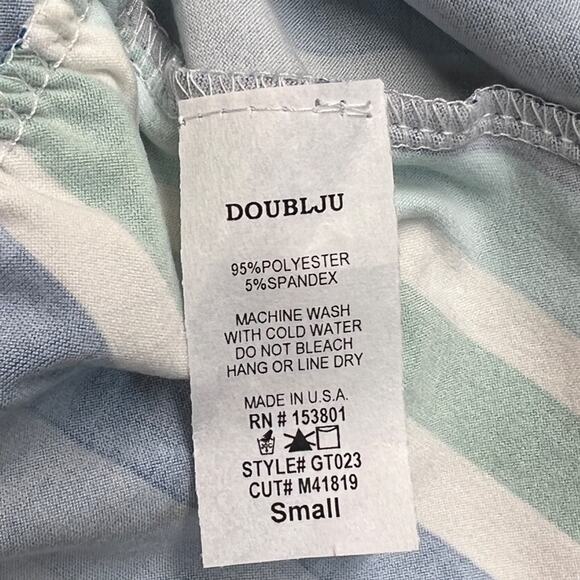 DOUBLJU Blue Striped 3/4 Sleeve Ruffle Top‎ - Picture 4 of 4